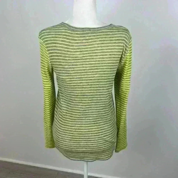 J. Crew Yellow & Grey Striped Ribbed Long Sleeve Top Size M - Picture 4 of 8